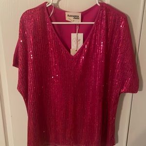 Bright pink sequin (Think Era’s tour) 1X top. NWT
